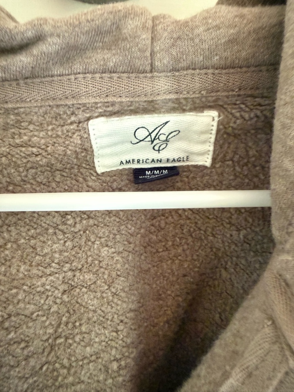 American Eagle Outfitters Taupe Zip-Up Hooded Sweatshirt - Picture 2 of 6